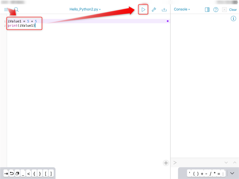 ファイル:Pythonista3 EditAndRun.png